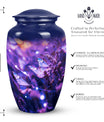 Purple Butterfly Large Metal Urn for Ashes.