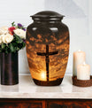 Classic Memorial Urn depicting Jesus on the cross.