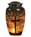 Classic Memorial Urn depicting Jesus on the cross.