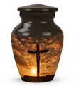 Classic Memorial Urn depicting Jesus on the cross.