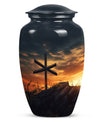 Classic Christ Cross Cremation Urn, Velvet Pouch for Ashes