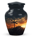 Classic Christ Cross Cremation Urn, Velvet Pouch for Ashes