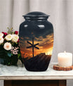 Classic Christ Cross Cremation Urn, Velvet Pouch for Ashes