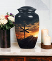 Classic Christ Cross Cremation Urn, Velvet Pouch for Ashes