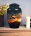 Classic Christ Cross Cremation Urn, Velvet Pouch for Ashes