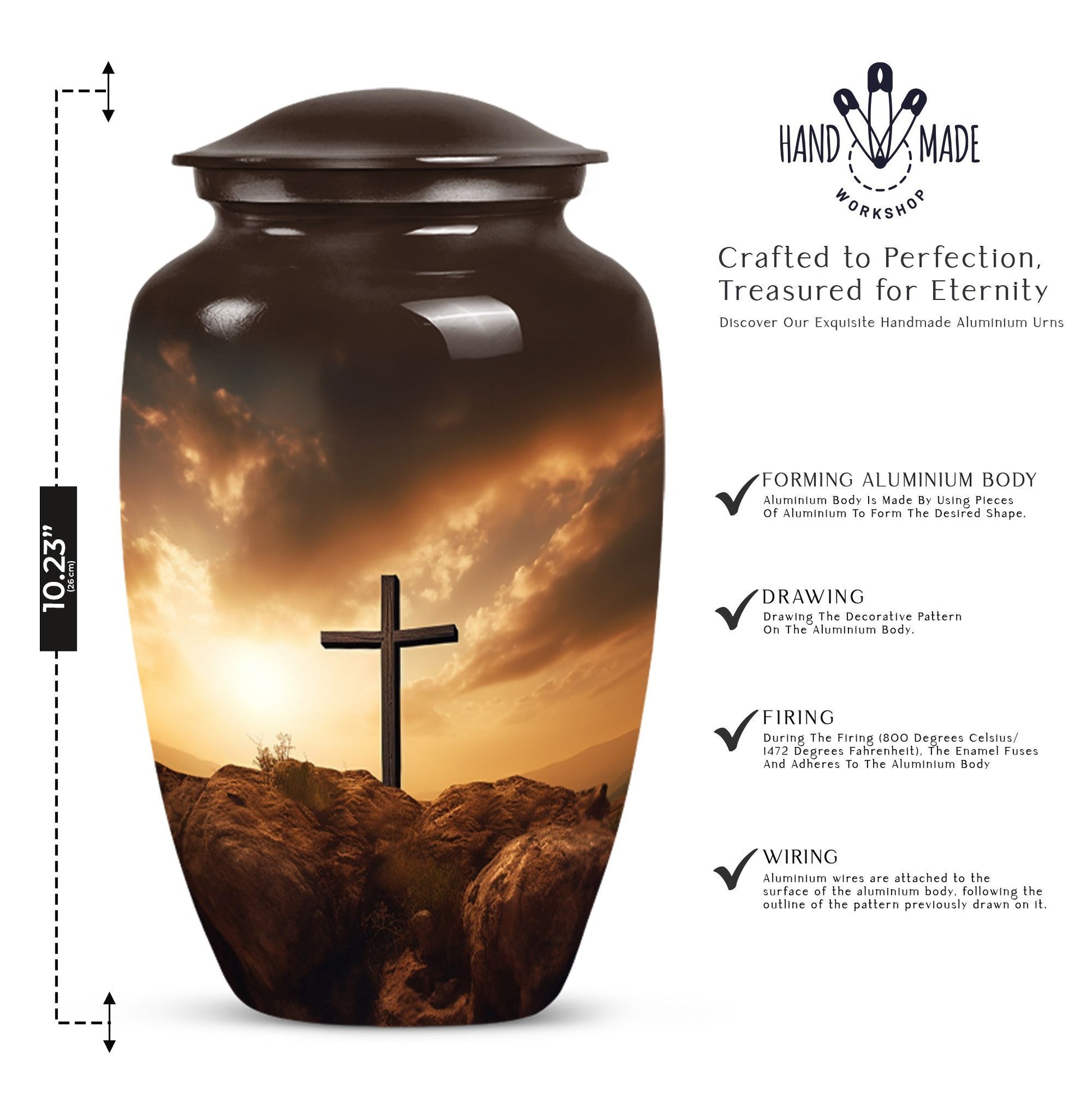 Jesus Christ Cross Urn in Aluminium, Classic Design Urn.