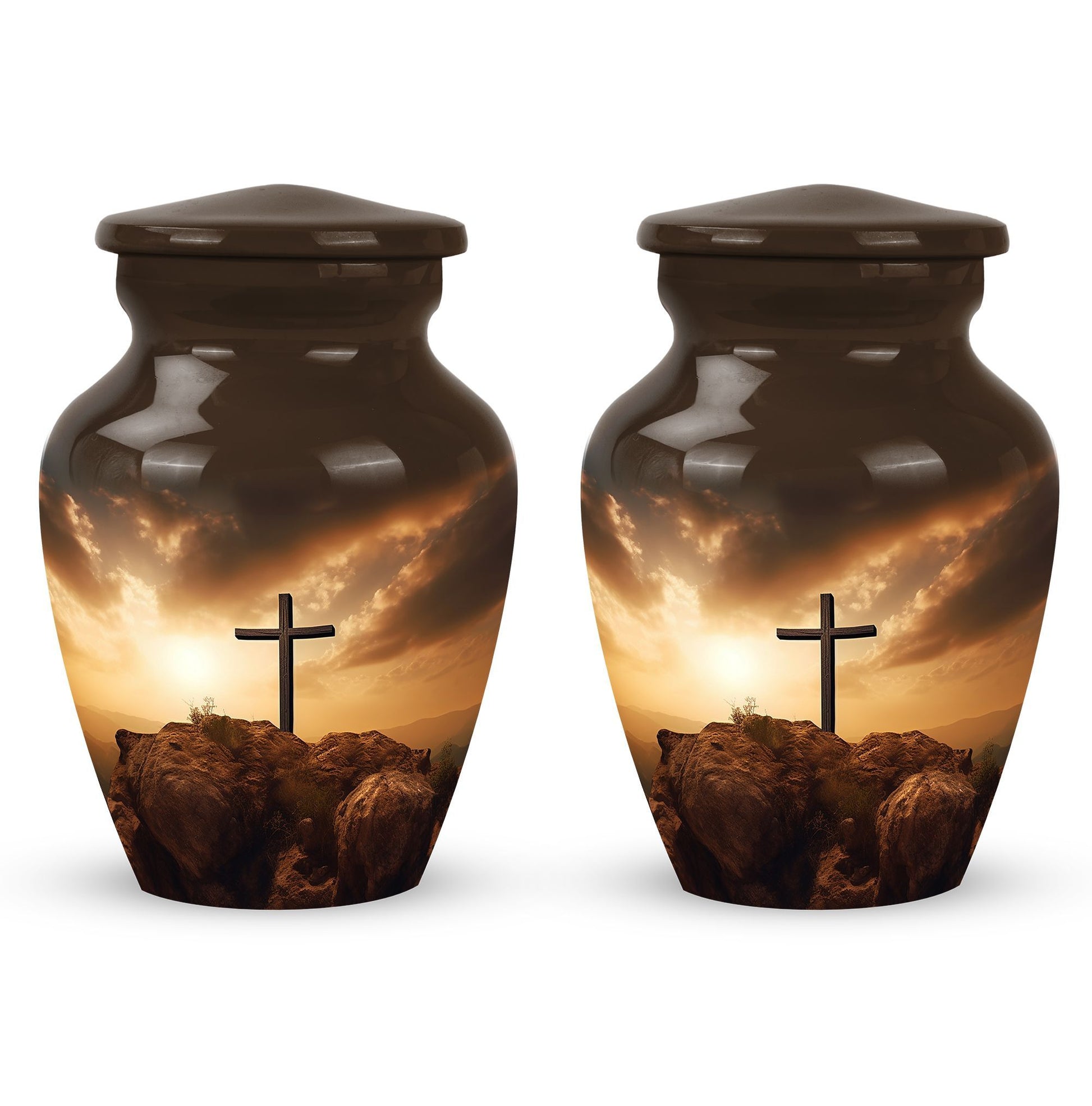 Jesus Christ Cross Urn in Aluminium, Classic Design Urn.