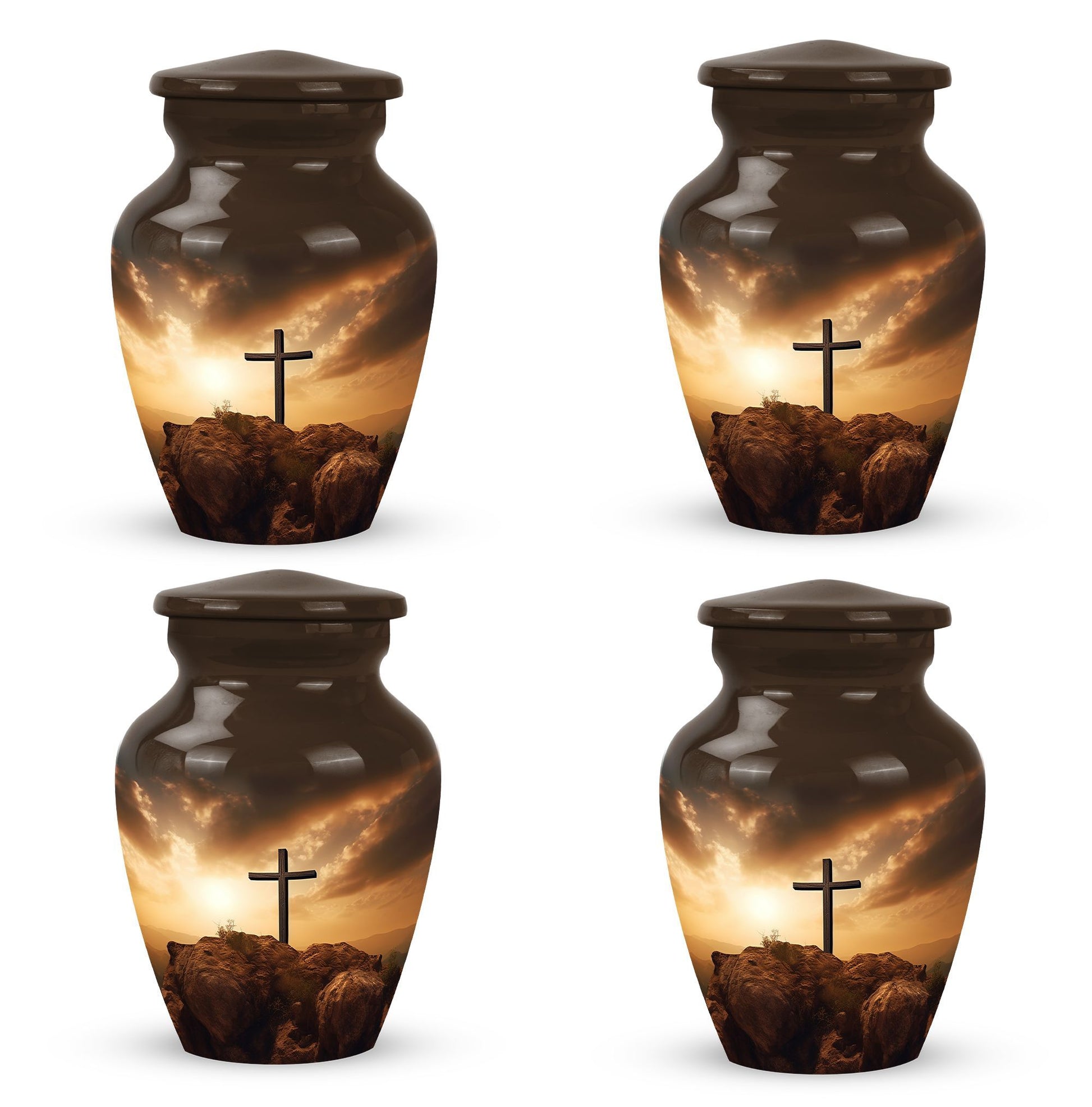 Jesus Christ Cross Urn in Aluminium, Classic Design Urn.