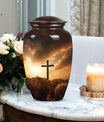 Jesus Christ Cross Urn in Aluminium, Classic Design Urn.