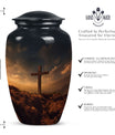 Jesus Christ Cross Cremation Urn, personalized aluminum urn.