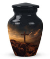 Jesus Christ Cross Cremation Urn, personalized aluminum urn.