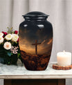 Jesus Christ Cross Cremation Urn, personalized aluminum urn.