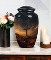 Jesus Christ Cross Cremation Urn, personalized aluminum urn.