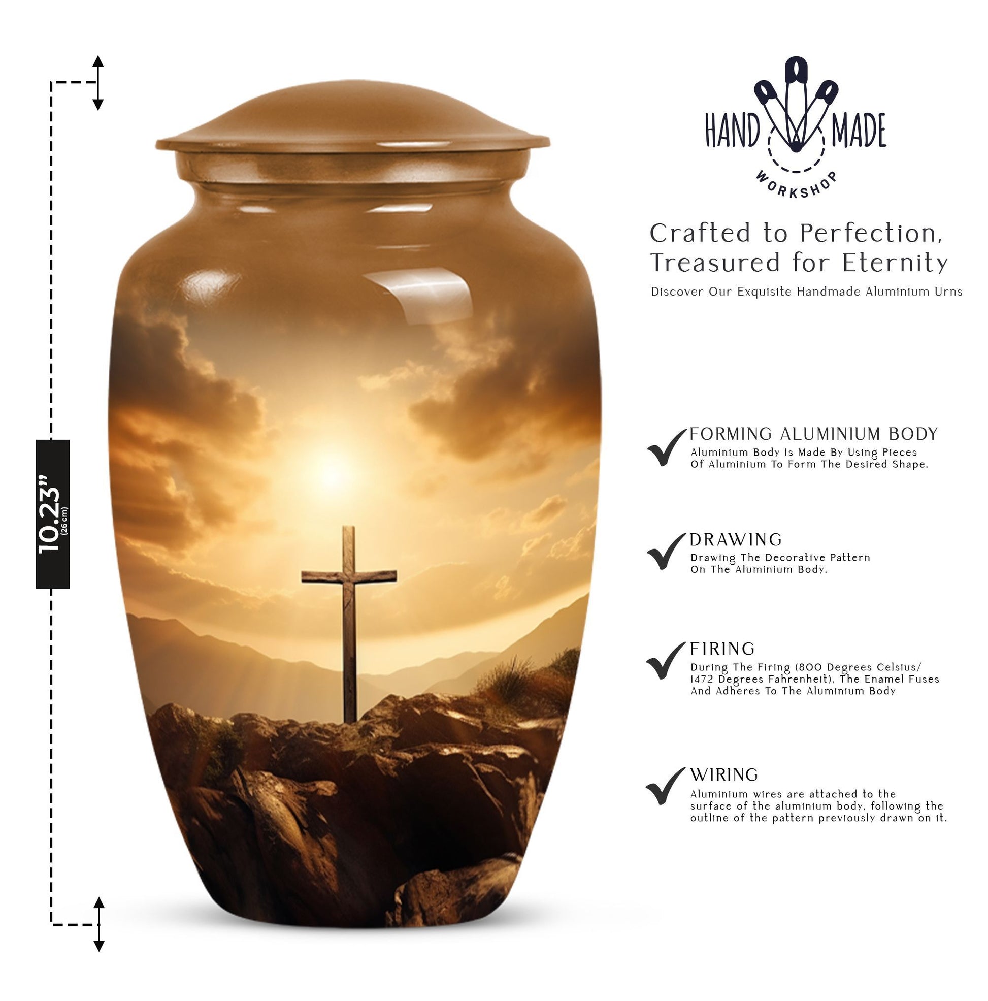 Large Jesus Cross Memorial Urn in classic design.