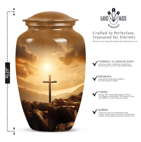 Large Jesus Cross Memorial Urn in classic design.