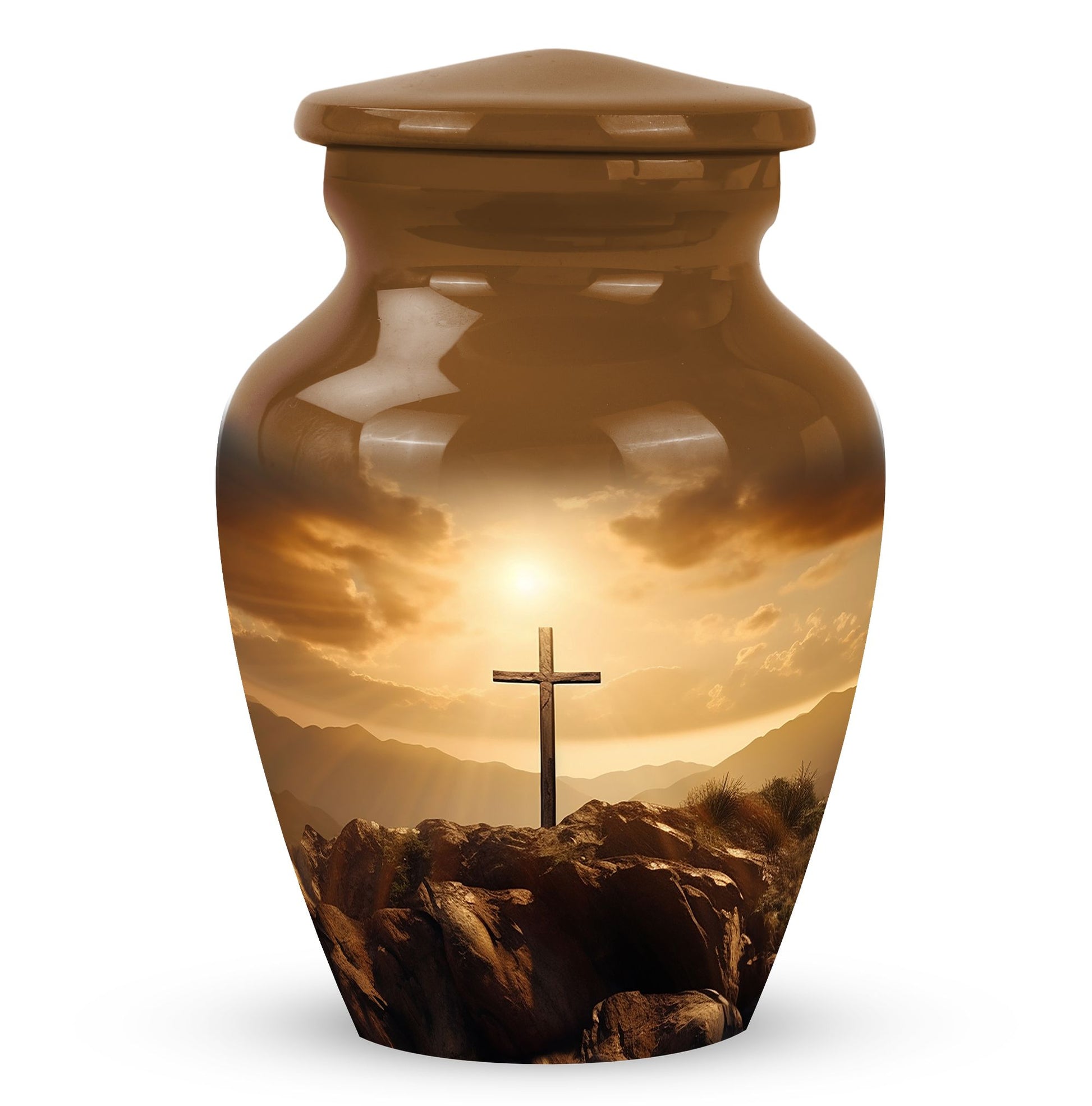 Large Jesus Cross Memorial Urn in classic design.