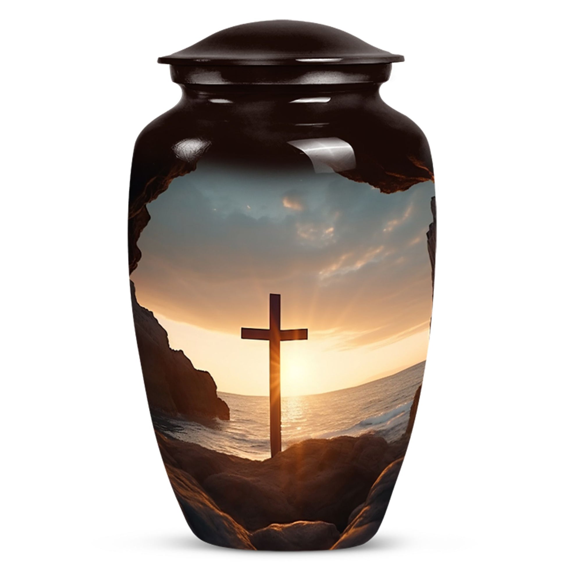 Ocean Jesus Cross 3 Inch Classic Aluminium Urn.