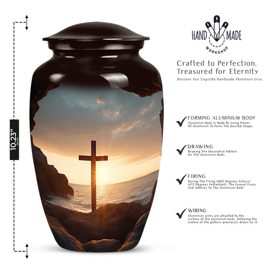 Ocean Jesus Cross 3 Inch Classic Aluminium Urn.