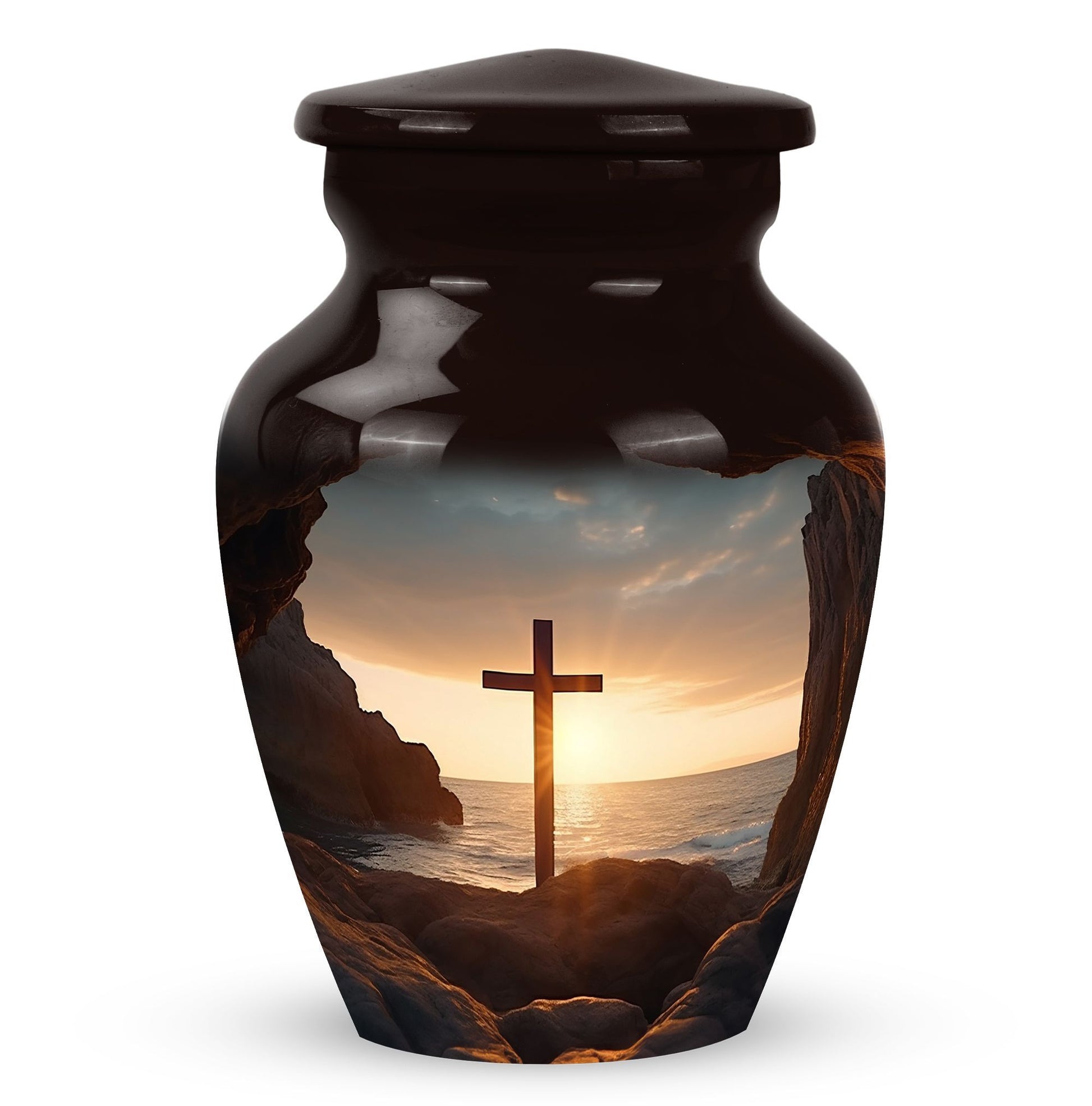 Ocean Jesus Cross 3 Inch Classic Aluminium Urn.