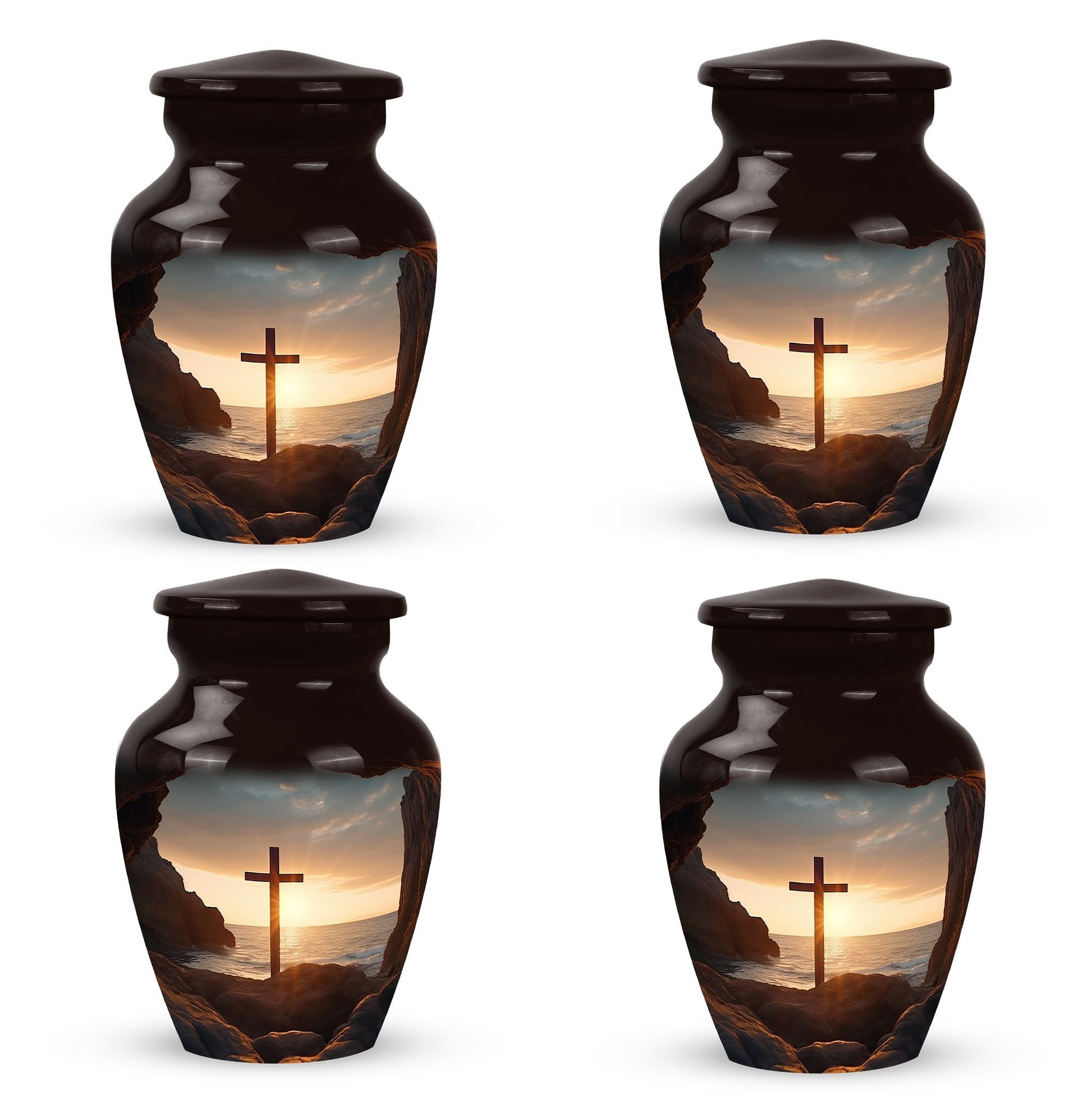 Ocean Jesus Cross 3 Inch Classic Aluminium Urn.