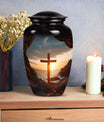 3-inch large Ocean Jesus Cross Urn for ashes.