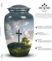 Jesus Christ cross aluminium urn, classic design.