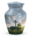 Jesus Christ cross aluminium urn, classic design.