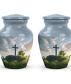 Jesus Christ cross aluminium urn, classic design.