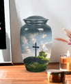 Jesus Christ cross aluminium urn, classic design.