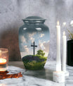 Jesus Christ cross aluminium urn, classic design.