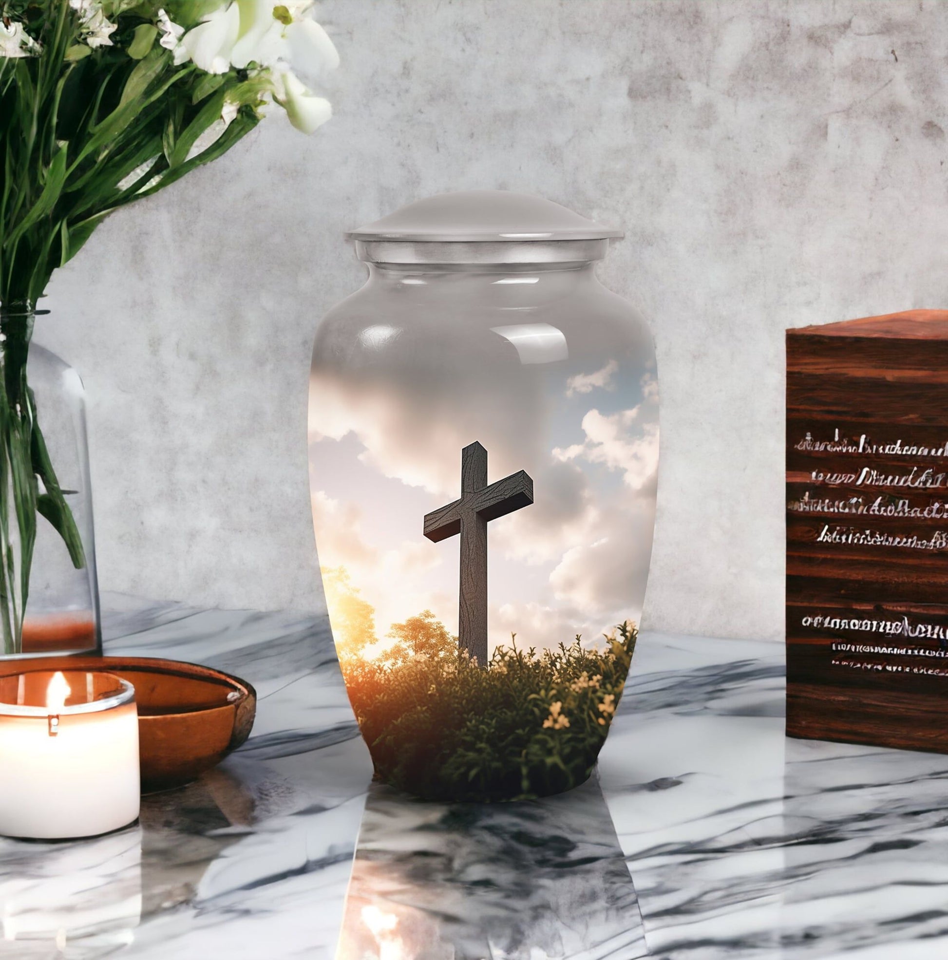 Jesus Christ cross Cremation classic urn for adults ashes