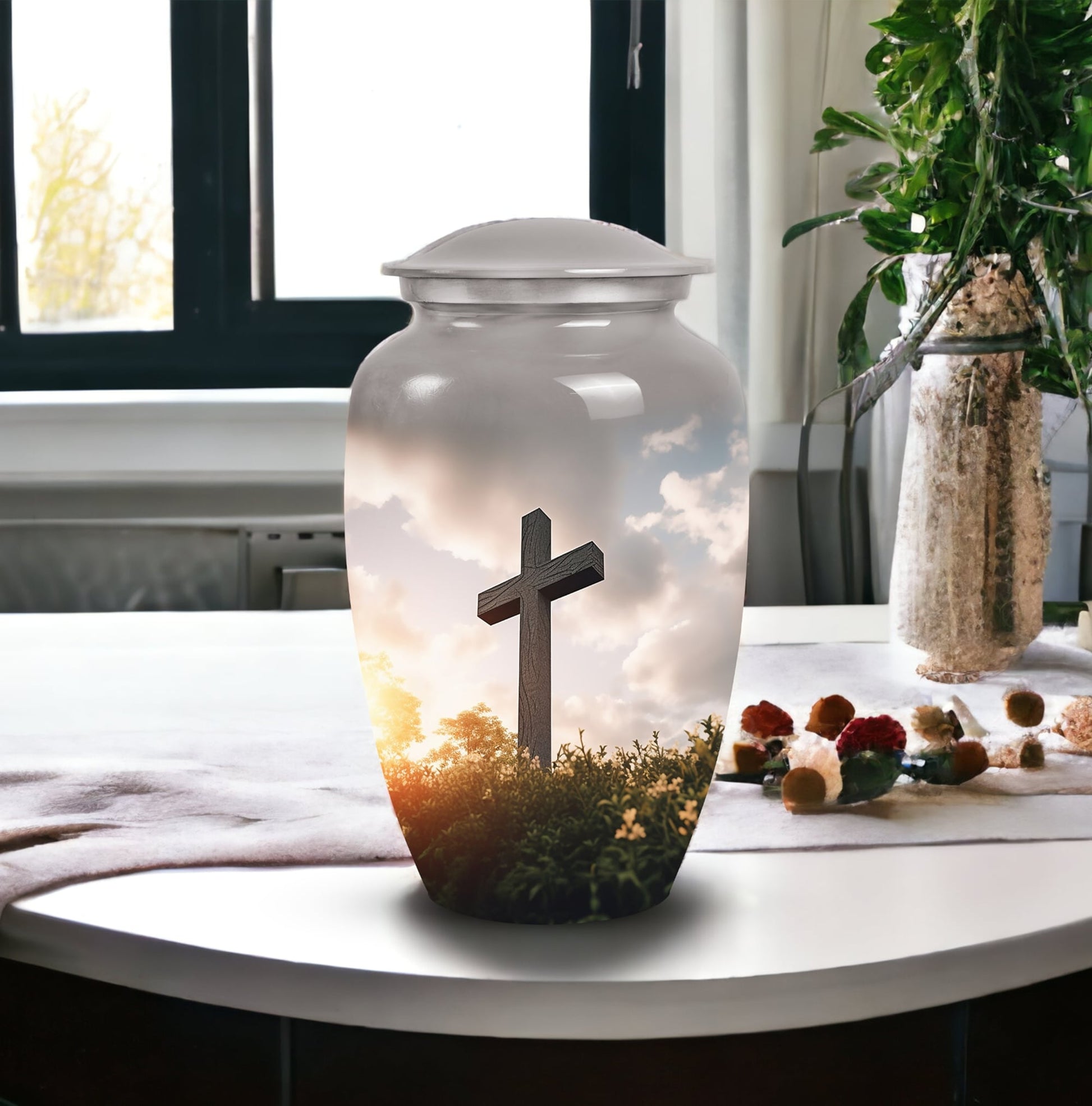 Jesus Christ cross Cremation classic urn for adults ashes