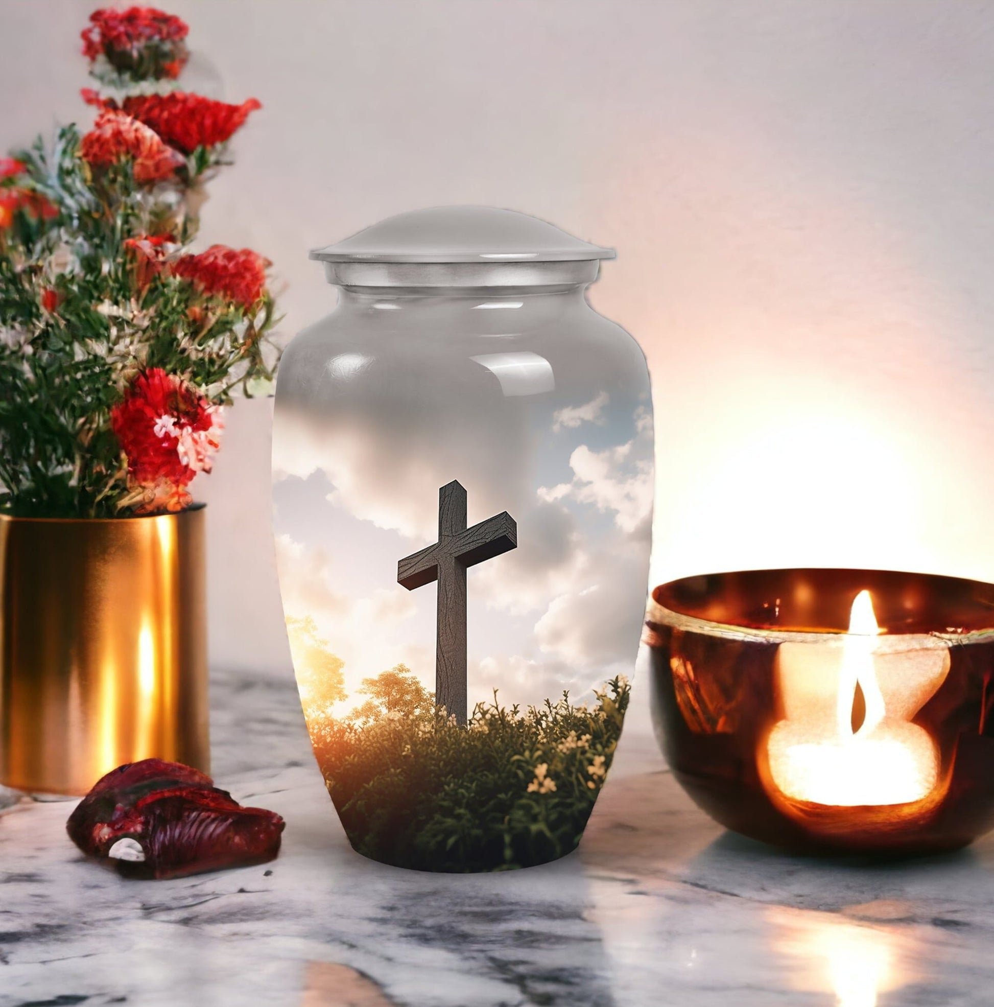 Jesus Christ cross Cremation classic urn for adults ashes