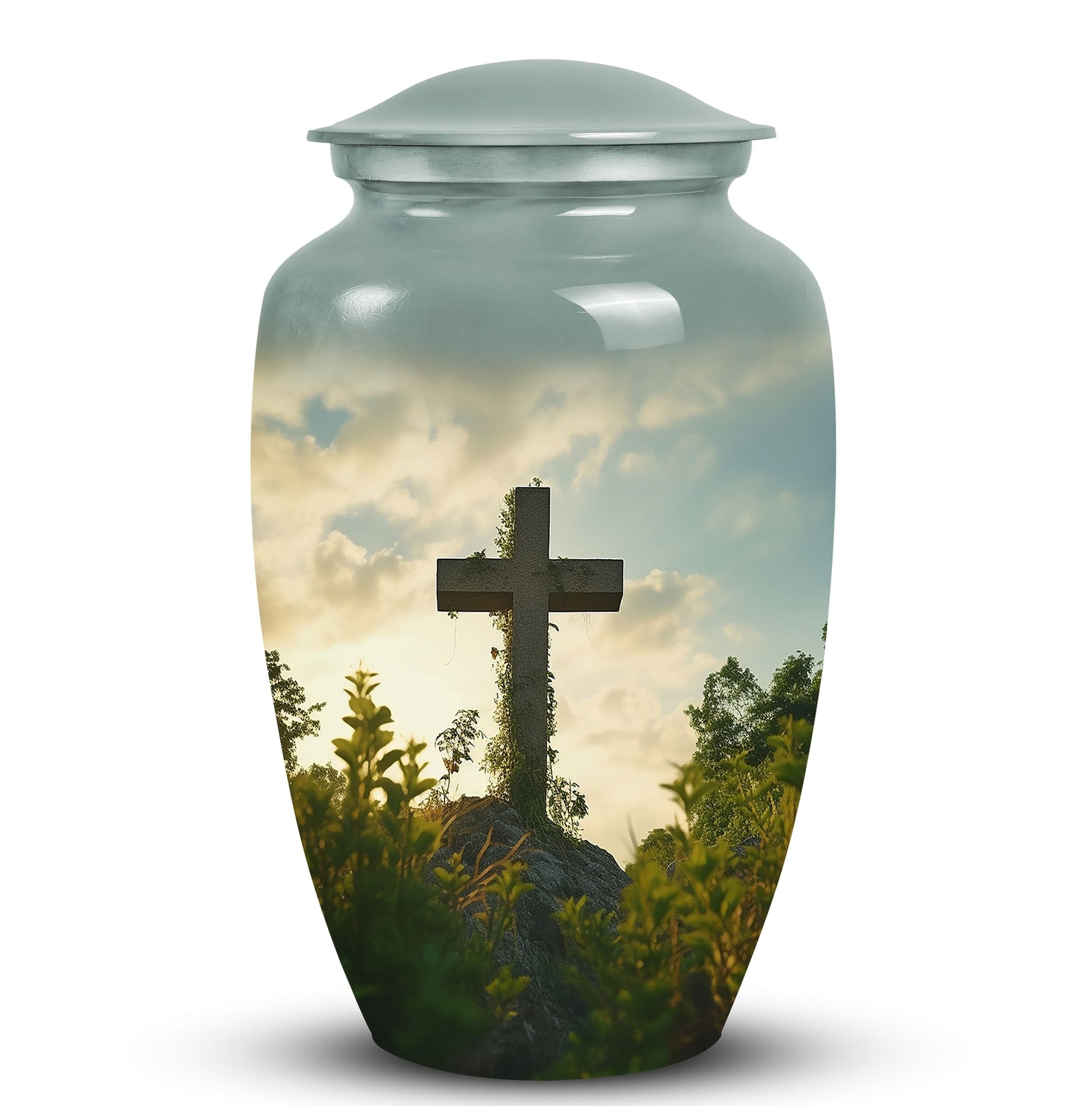 Jesus Christ cross Memorial Urn, Classic Large Urn for Ashes