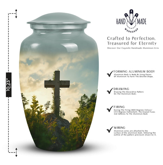 Jesus Christ cross Memorial Urn, Classic Large Urn for Ashes