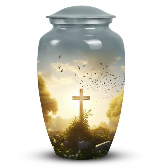 Classic Holy Cross Aluminum Cremation Urn with Personalized.