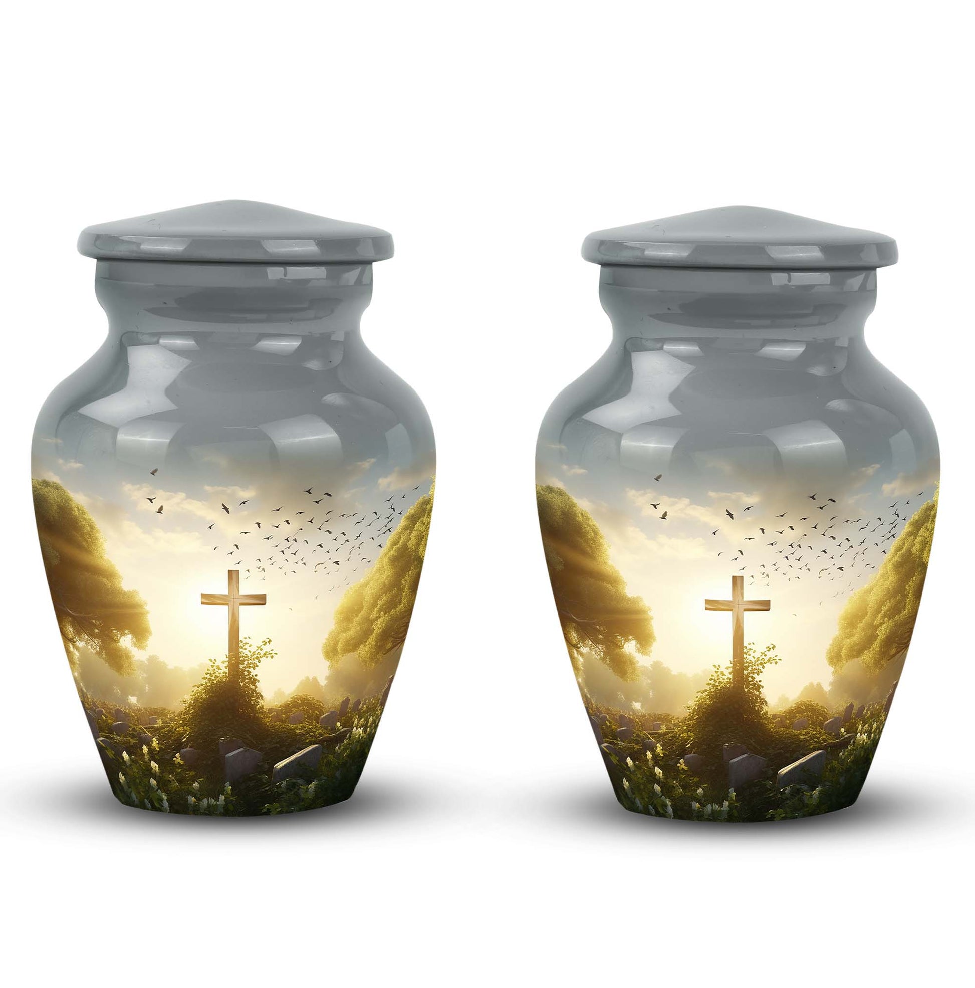 Classic Holy Cross Aluminum Cremation Urn with Personalized.