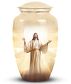 Jesus Christ cross cremation urn, classic 3-inch large urn.