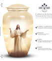 Jesus Christ cross cremation urn, classic 3-inch large urn.