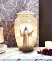 Jesus Christ cross cremation urn, classic 3-inch large urn.