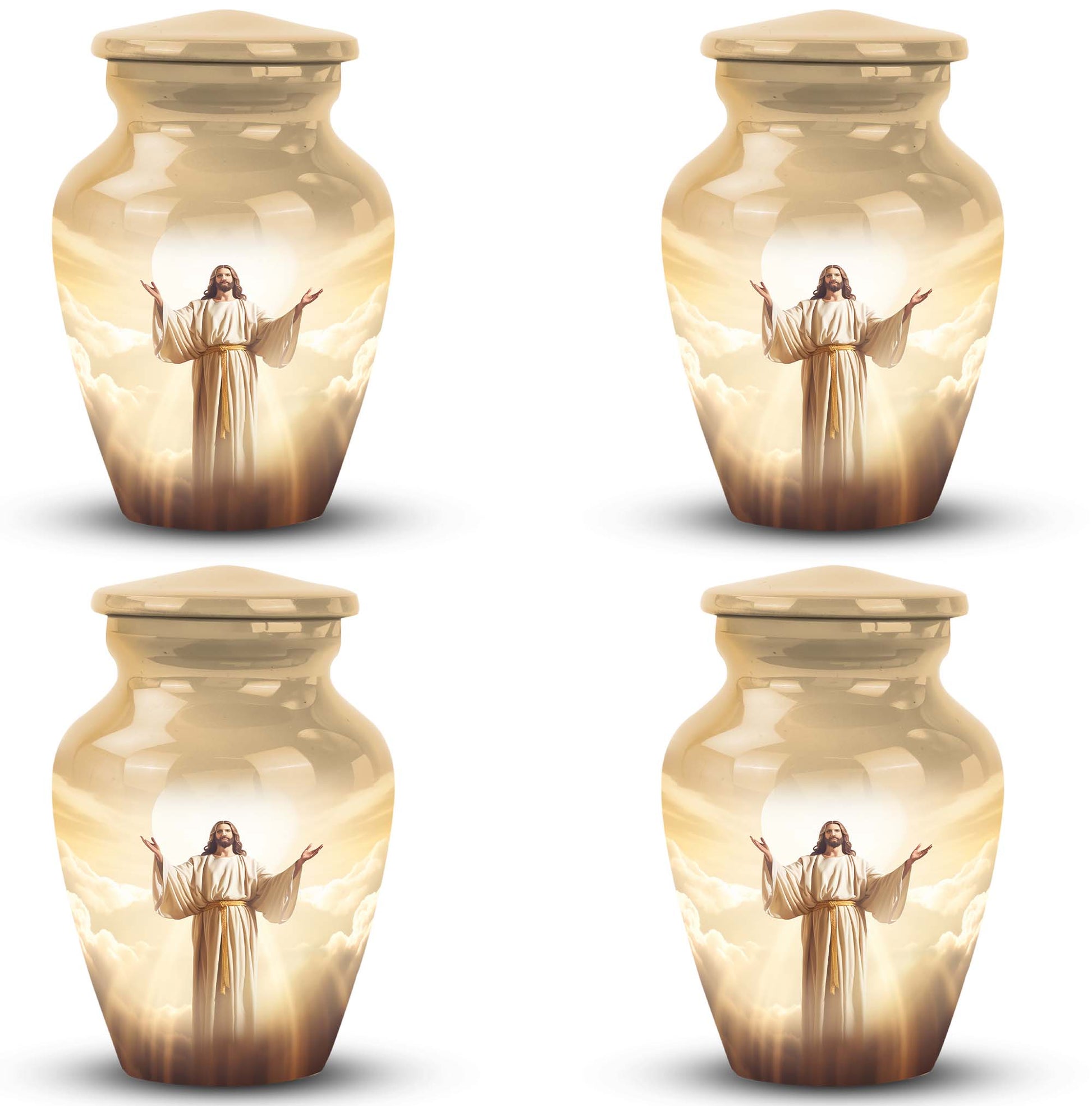 Jesus Christ cross cremation urn, classic 3-inch large urn.