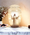 Jesus Christ cross cremation urn, classic 3-inch large urn.