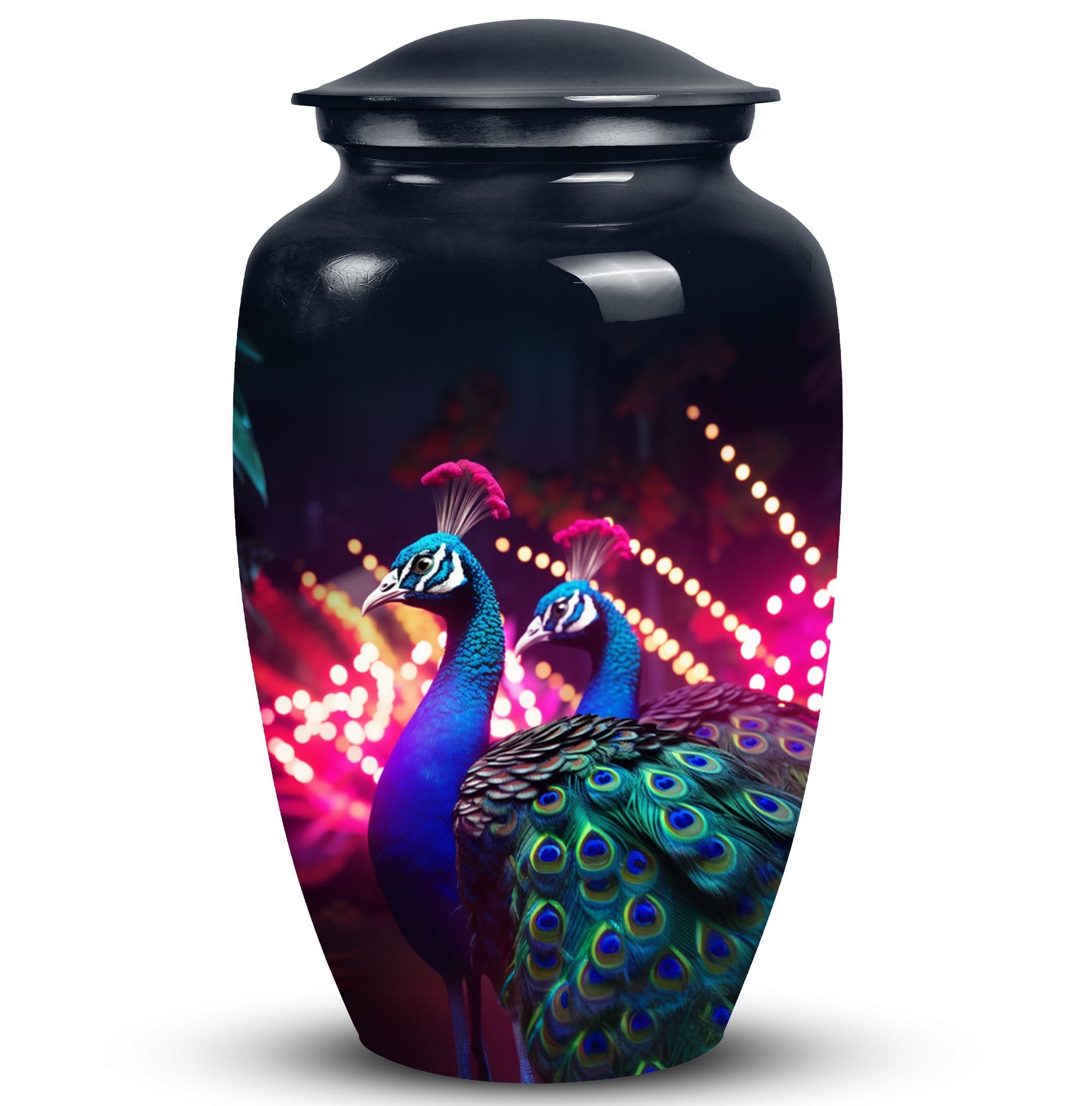 Peacock Cremation Urn, large classic design.