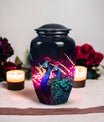 Peacock Cremation Urn, large classic design.