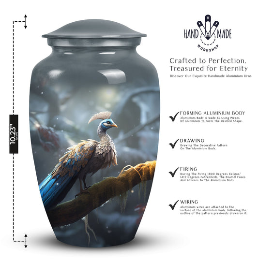 Classic 3 Inch Peacock Memorial Urn  for Funeral Ashes.