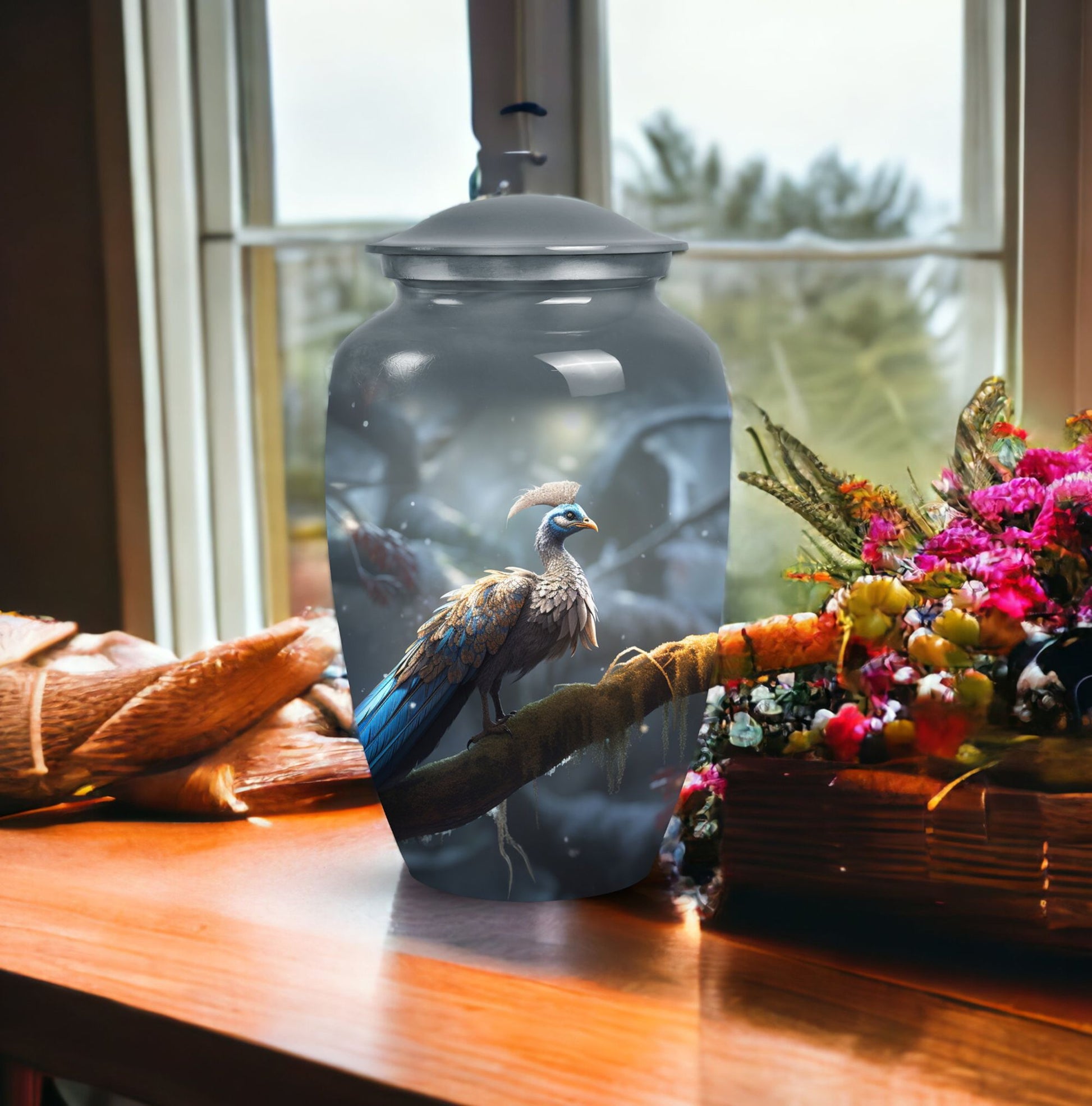 Classic 3 Inch Peacock Memorial Urn  for Funeral Ashes.