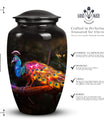 Classic Peacock Urn for ashes, Large Aluminium Memorial Urn.