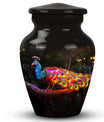 Classic Peacock Urn for ashes, Large Aluminium Memorial Urn.