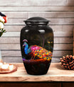 Classic Peacock Urn for ashes, Large Aluminium Memorial Urn.