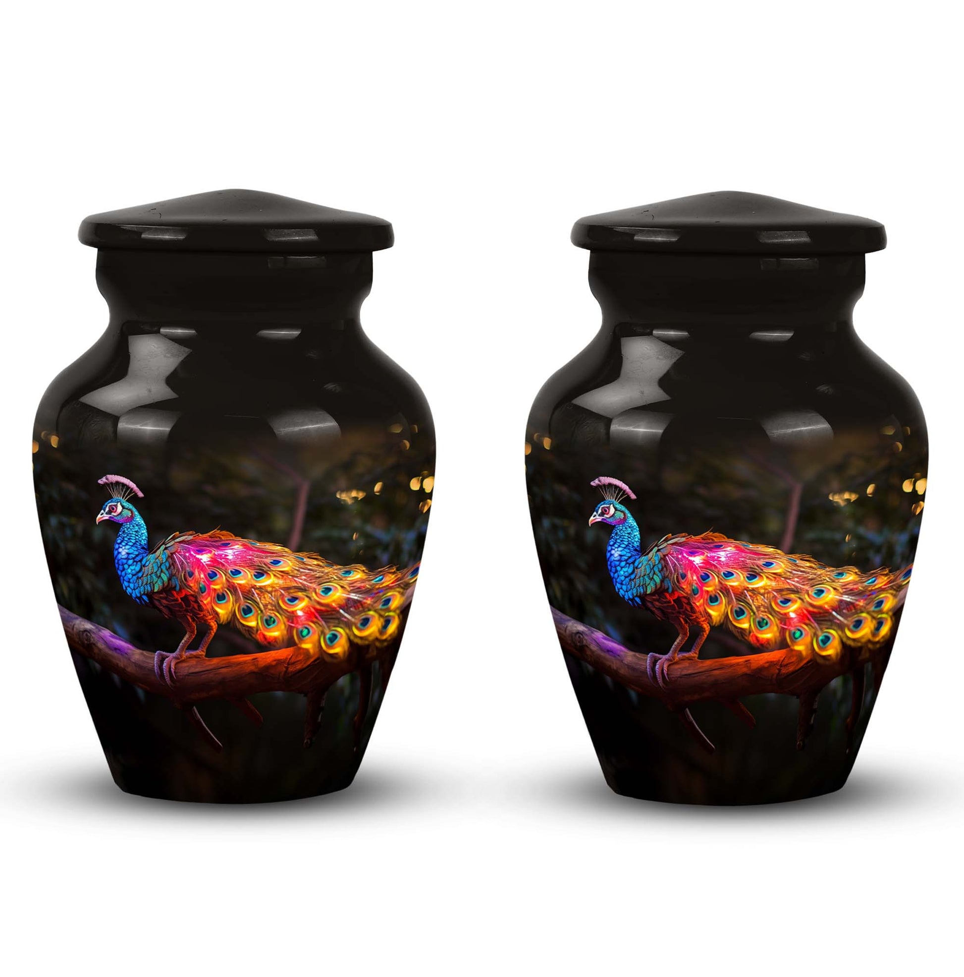 Classic Peacock Urn for ashes, Large Aluminium Memorial Urn.